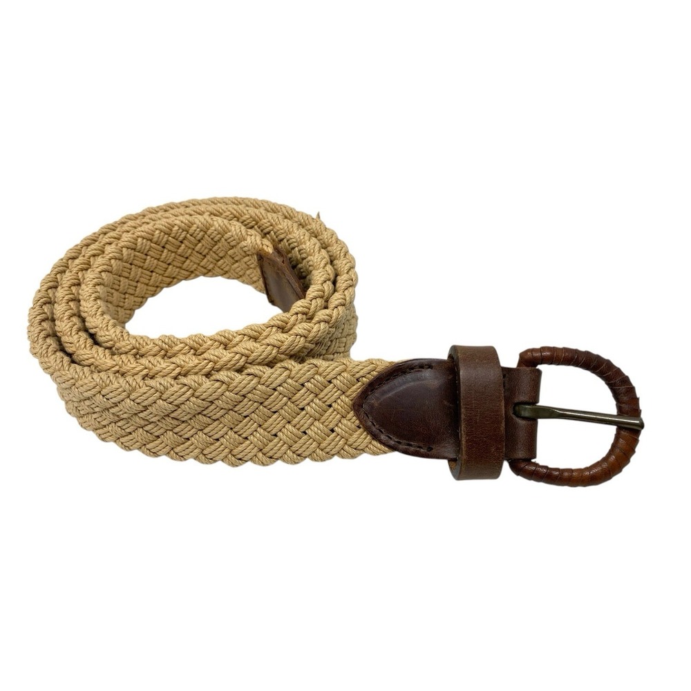 Women's Woven Belt Made In Italy Genuine Leather Size Large Wrap Buckle Beachy